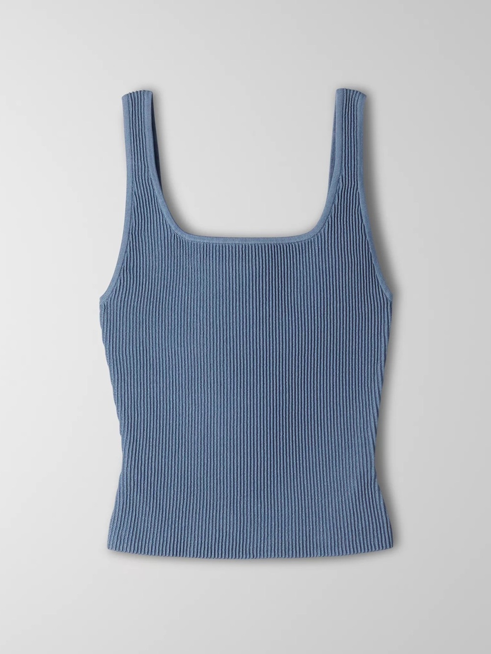 Aritzia Babaton Sculpt Knit Squareneck Ribbed Long Tank in Smoky Blue